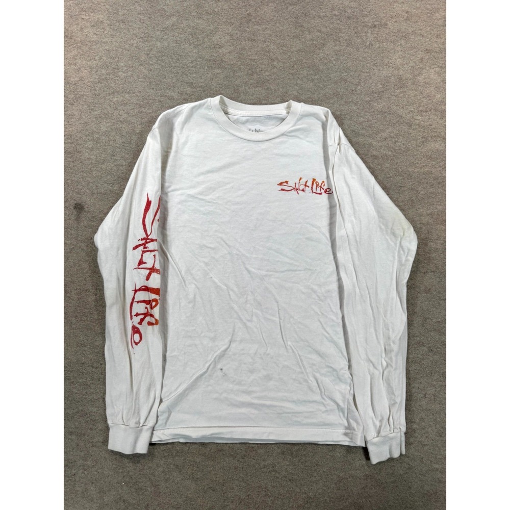 Salt Life Sailfish Delight Graphic Shirt Mens Small White Long Sleeve T-Shirt